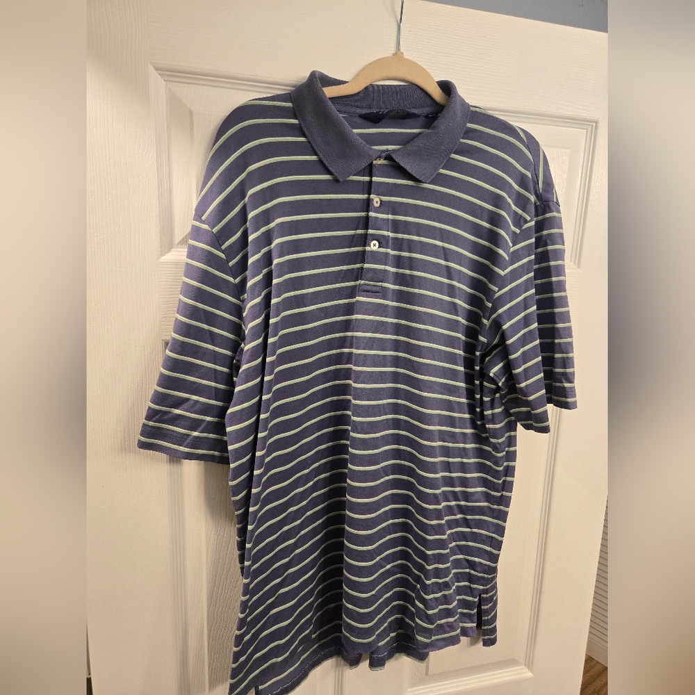 Classic Striped Polo Shirt in Blue and White